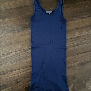 Vince Navy Ribbed Tank Top